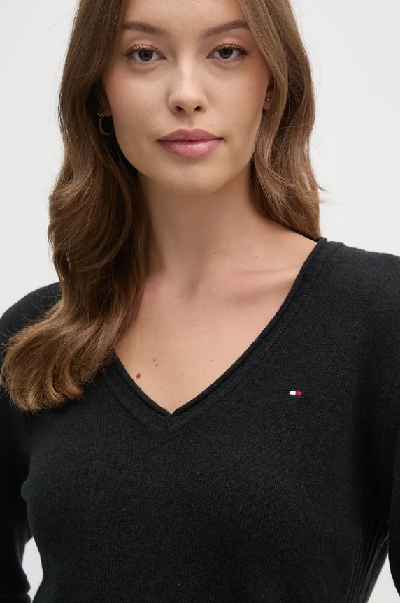 Vlnený sveter Tommy Hilfiger čierna WW0WW43505
