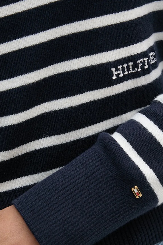Βαμβακερό πουλόβερ Tommy Hilfiger WW0WW43506 σκούρο μπλε