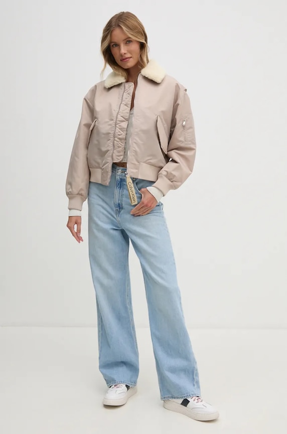 Calvin Klein Jeans kardigan bawełniany J20J224222 beżowy AW24