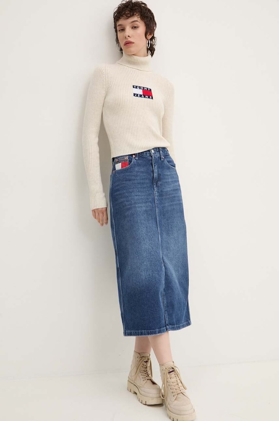 Sveter s prímesou vlny Tommy Jeans DW0DW18678 béžová NC24