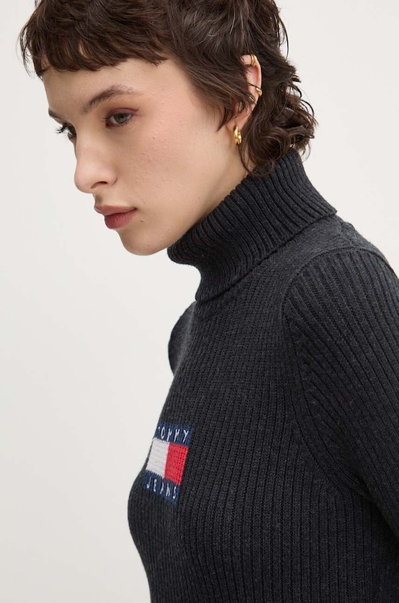 Svetr z vlněné směsi Tommy Jeans šedá DW0DW18678