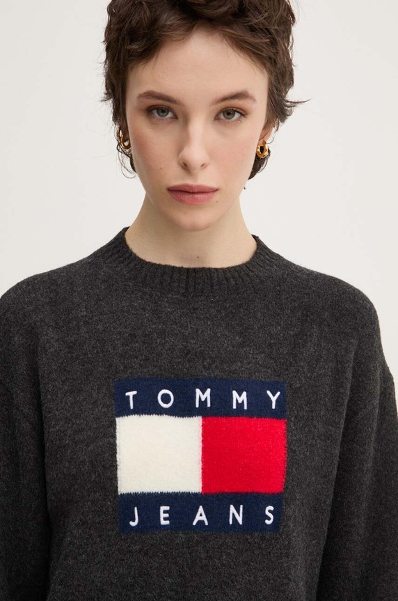 Tommy Jeans sweter z domieszką wełny szary DW0DW18681