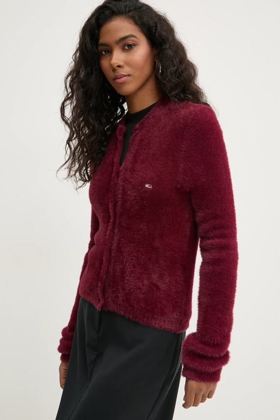 Жилетка Tommy Jeans средно дебел бордо DW0DW19683