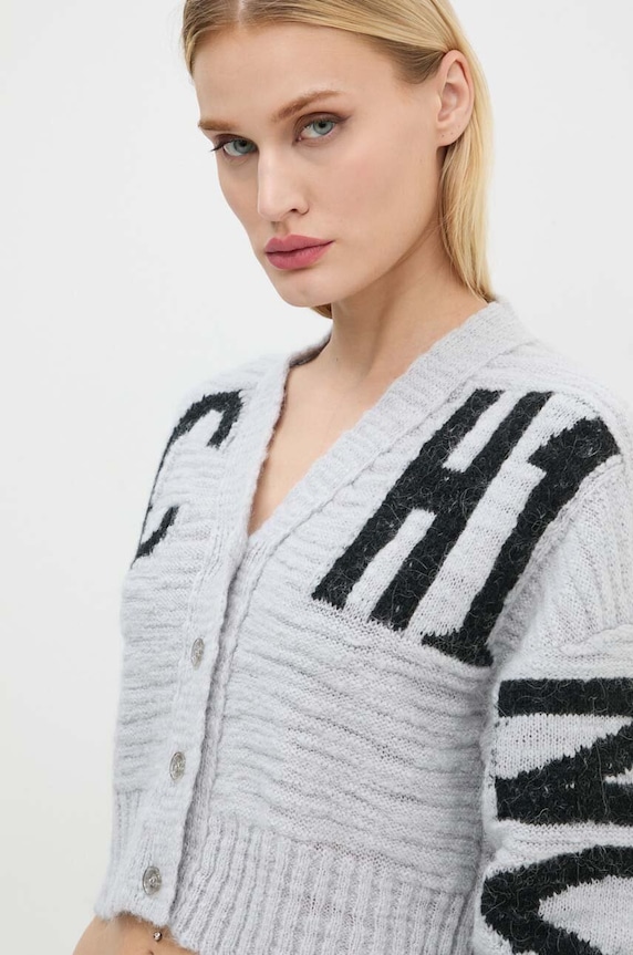 Moschino Jeans kardigan z domieszką wełny szary 0912.8705