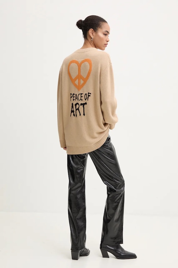 Vlněný svetr Moschino Jeans vlna béžová 0928.8706