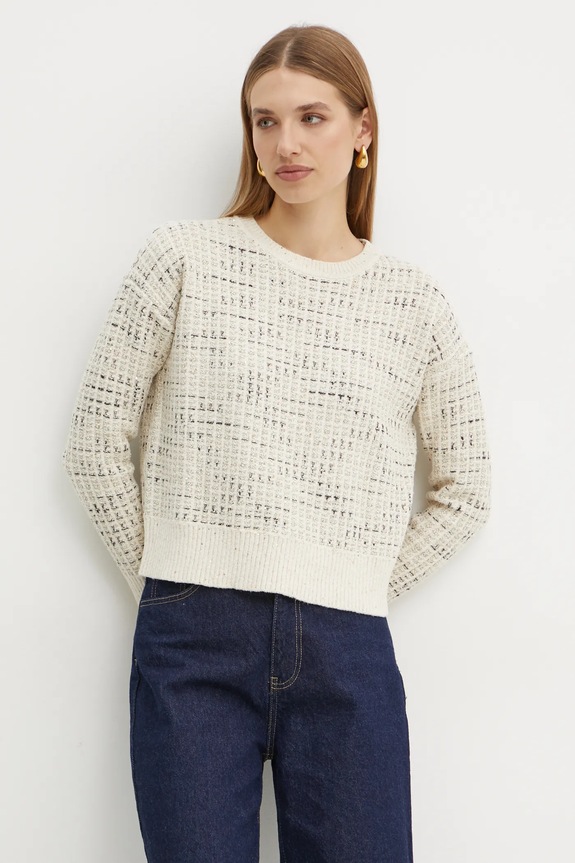 Morgan gyapjúkeverék pulóver MILLOT gyapjú szállal bézs MILLOT