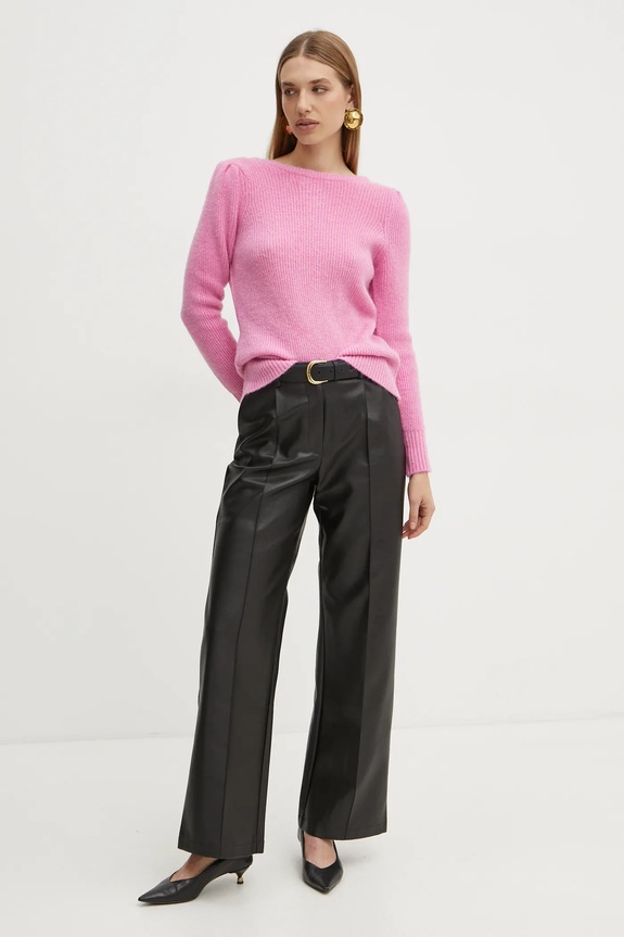 Pulover s dodatkom vune Morgan MUNCH MUNCH roza AW24