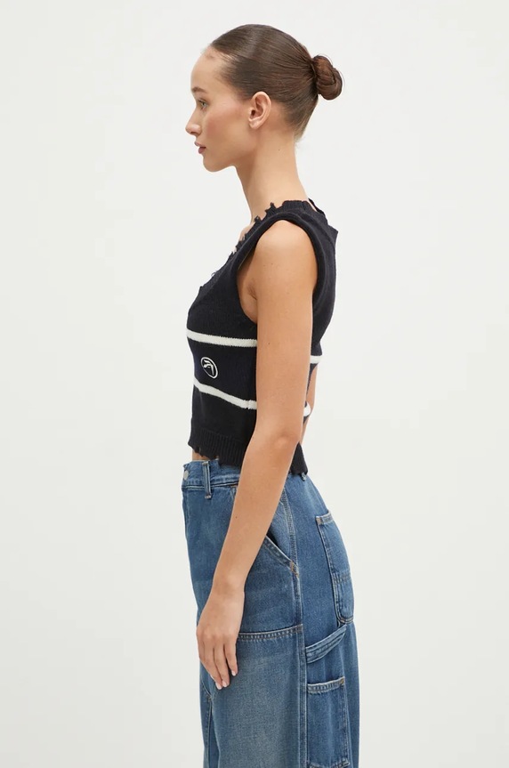Bavlnená vesta AMBUSH Destroyed Rib Round Neck BWHT003F24KNI0011031 čierna AW24