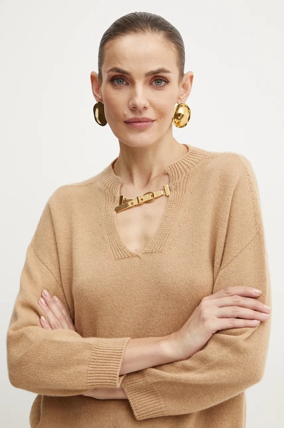 Vuneni pulover Simona Corsellini bež A24CPMGG03