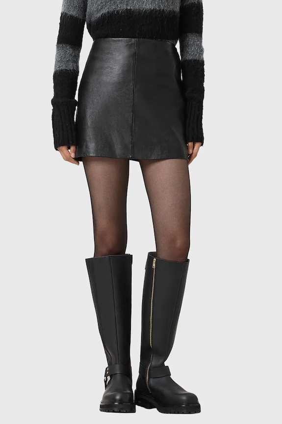 Usnjeno krilo AllSaints RENAI Mini črna W020RB