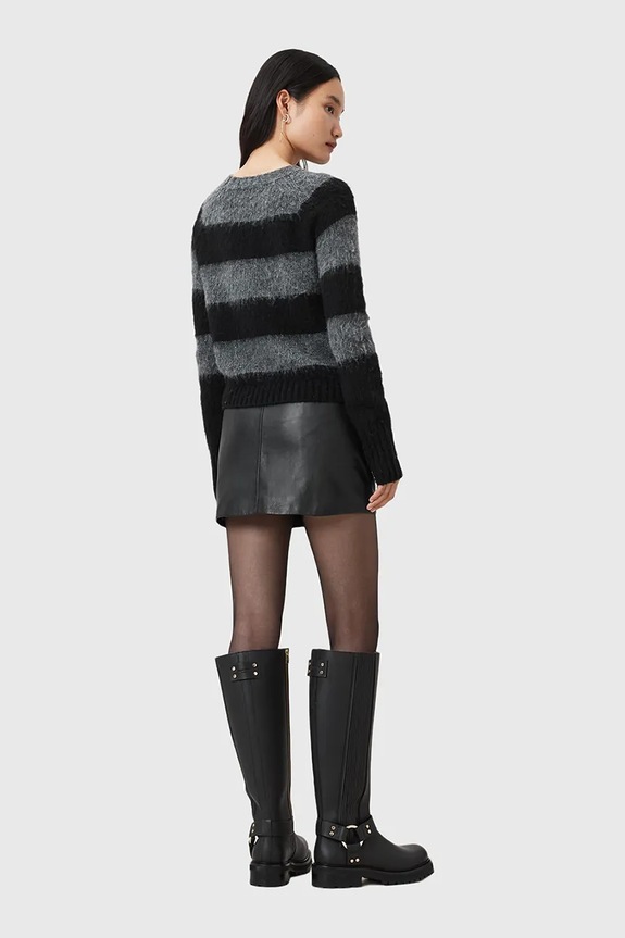 Usnjeno krilo AllSaints RENAI črna W020RB