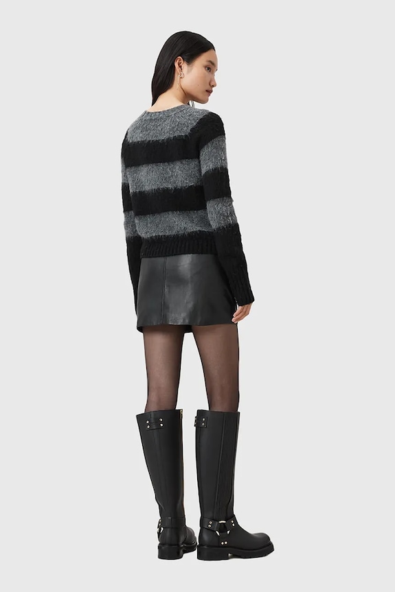 Usnjeno krilo AllSaints RENAI črna W020RB