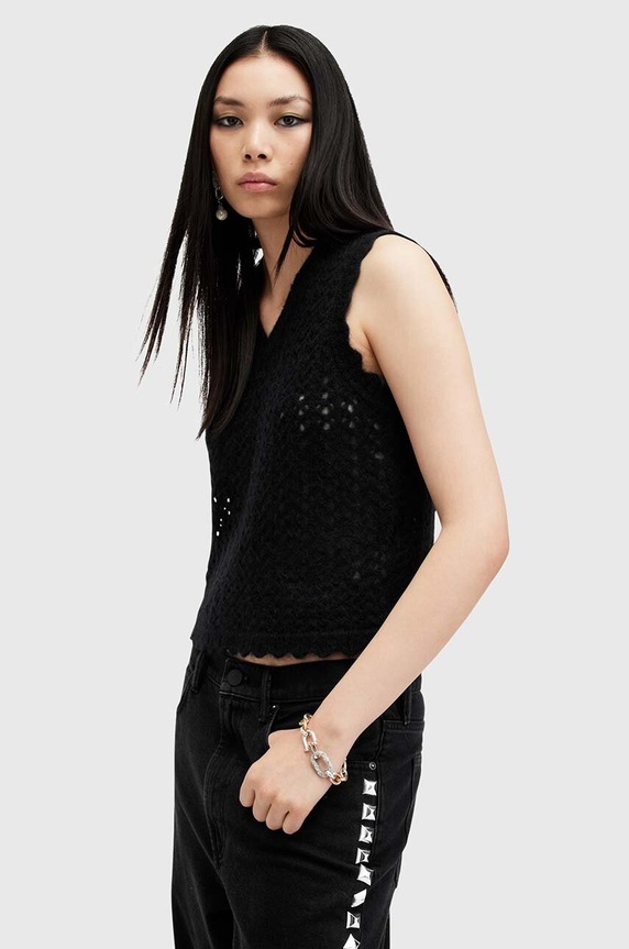 Odzież AllSaints kamizelka wełniana VIVIAN TANK W057KB czarny