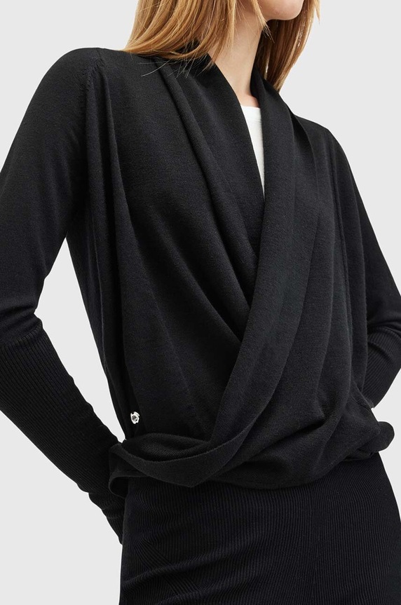 AllSaints kardigan wełniany WASSON W119KB czarny AW24
