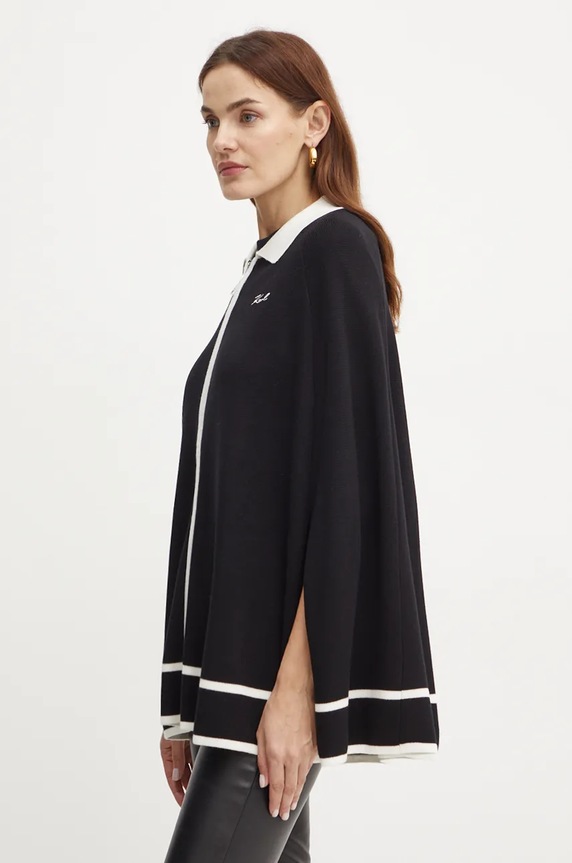 Karl Lagerfeld poncho wzorzyste czarny 246W2001