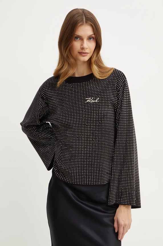 Karl Lagerfeld sweter aplikacja czarny 246W2009
