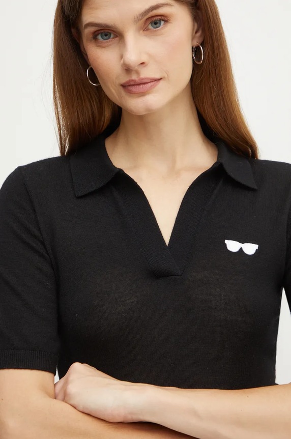 Karl Lagerfeld polo wełniane czarny 246W2014