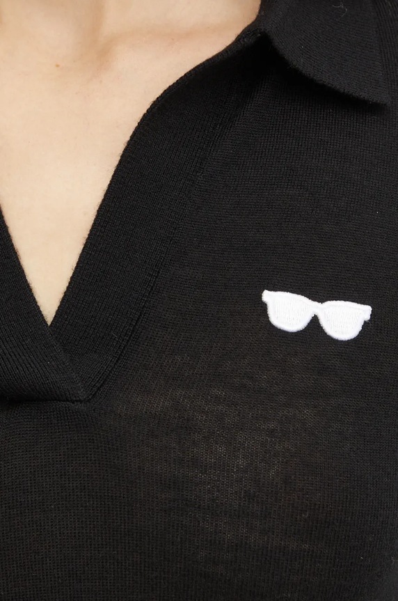 Karl Lagerfeld polo wełniane 246W2014 czarny