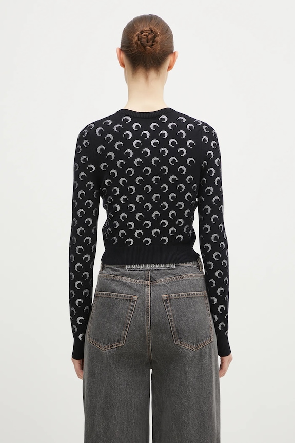 Abbigliamento Marine Serre cardigan Moon Strass Knit Fitted Cardigan WTK011A.RKNI0001 nero