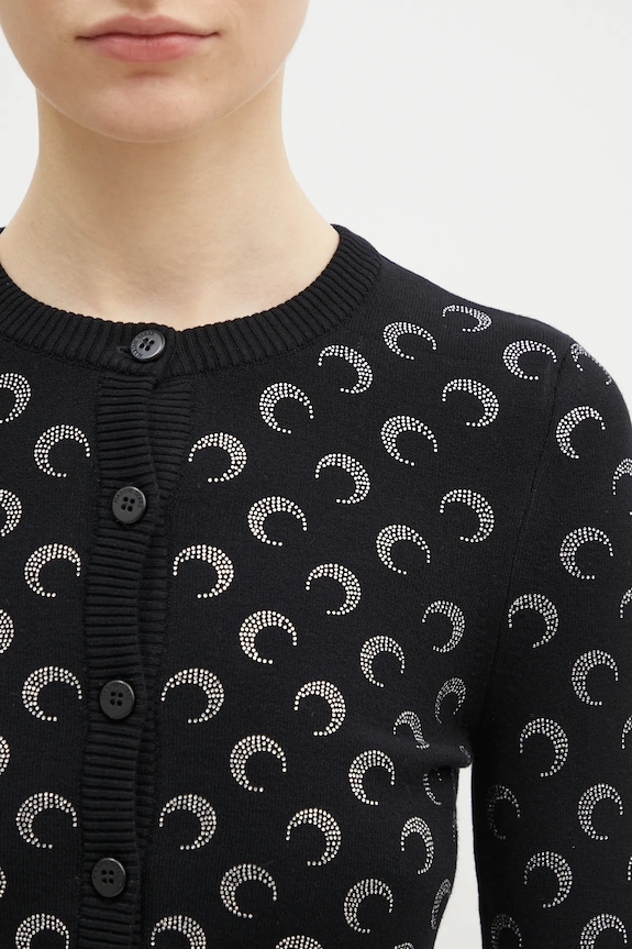 Marine Serre cardigan Moon Strass Knit Fitted Cardigan nero WTK011A.RKNI0001