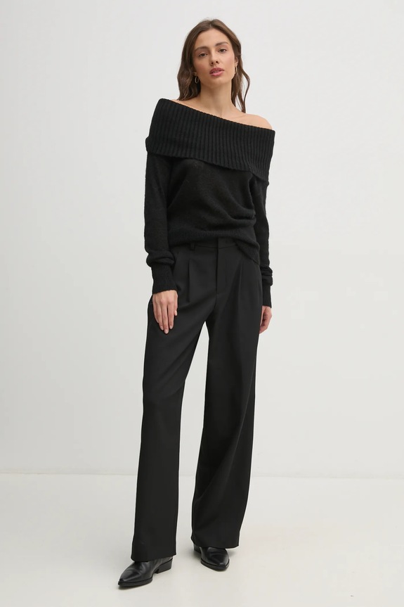 Sisley sweter z domieszką wełny 1026M201Z czarny AW24