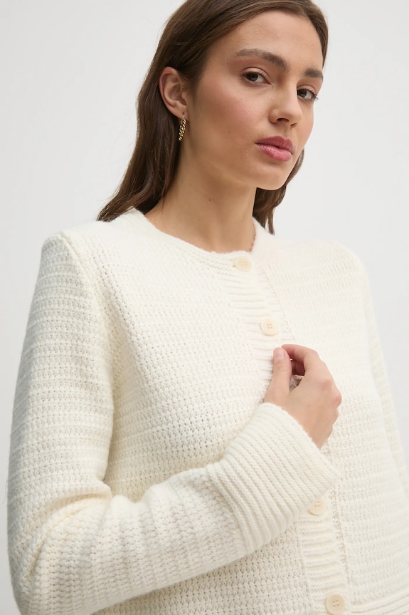 Sisley kardigan z domieszką wełny beżowy 1176M500N