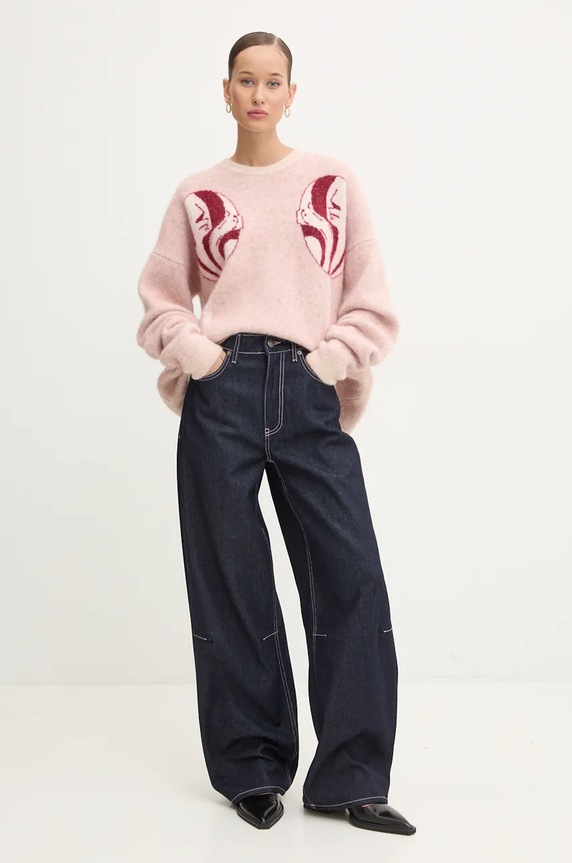 Vlnený sveter Fiorucci U01FMKSW255KN11MU01 ružová AW24