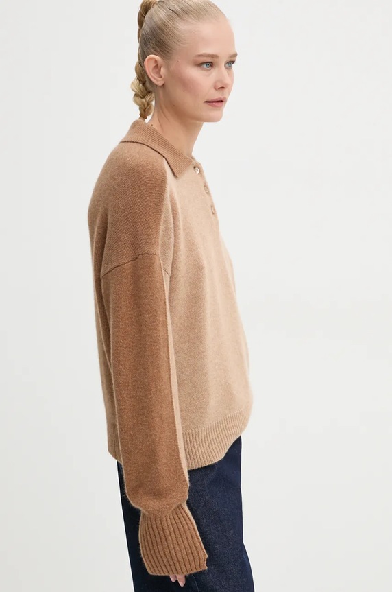 Pulover od kašmira AERON smeđa PU268548