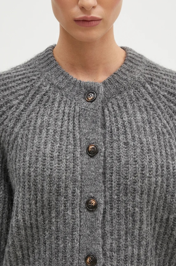 Svetr s příměsí vlny Samsoe Samsoe Salayla šedá F24300040