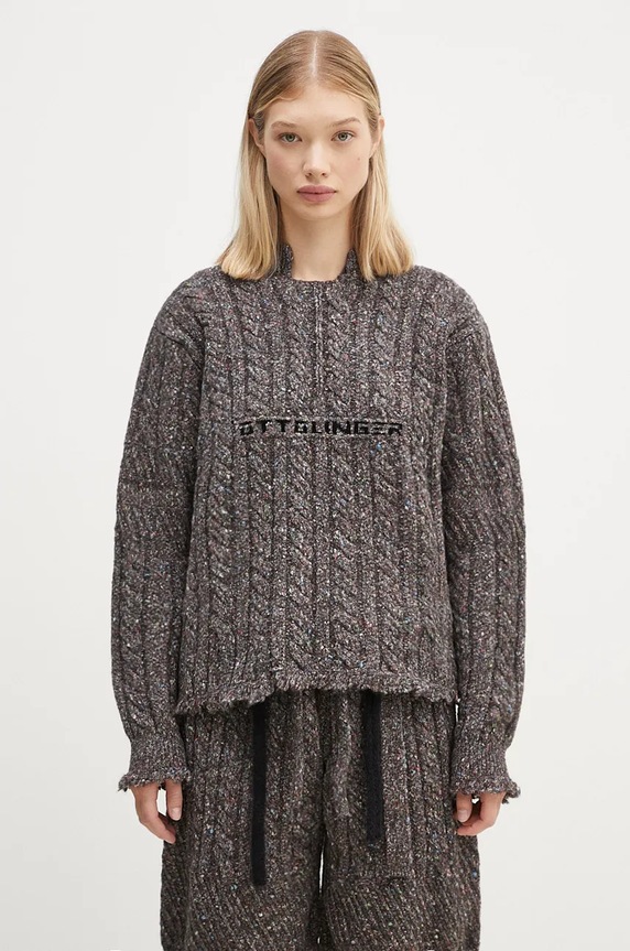 Светр з домішкою вовни Ottolinger Knit Chunky Sweater круглий виріз коричневий 1070201521