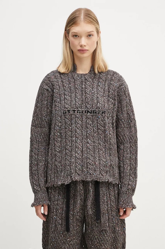 Светр з домішкою вовни Ottolinger Knit Chunky Sweater круглий виріз коричневий 1070201521