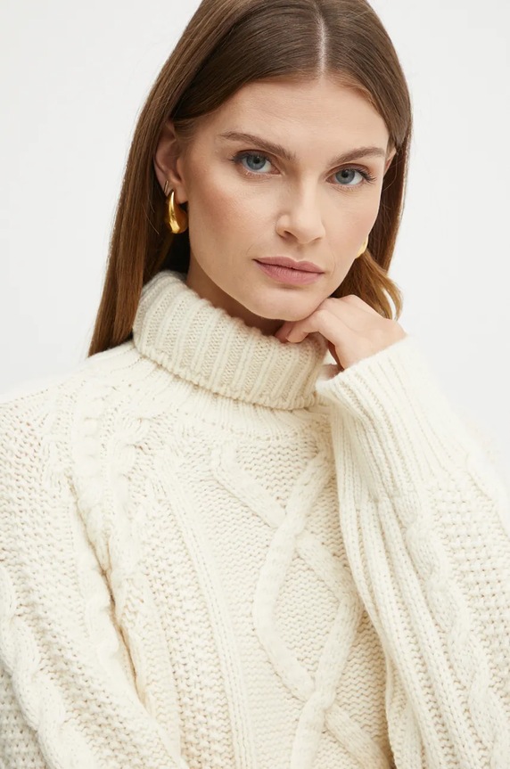 Vuneni pulover Forte Forte bež 13340.myknit