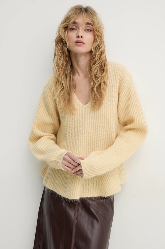 By Malene Birger sweter wełniany COVA szpic żółty 103003