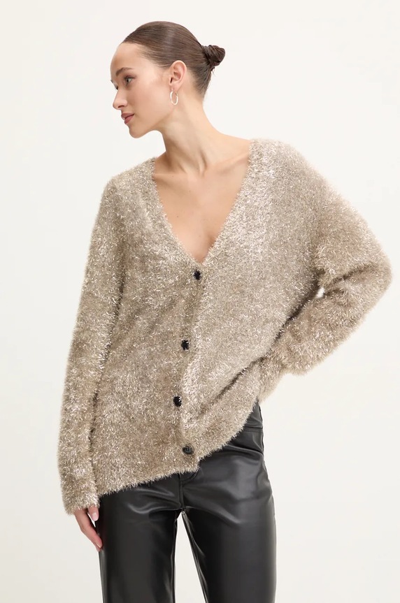 Kardigan Never Fully Dressed Metallic Cardigan středně silná šedá NFDKN457