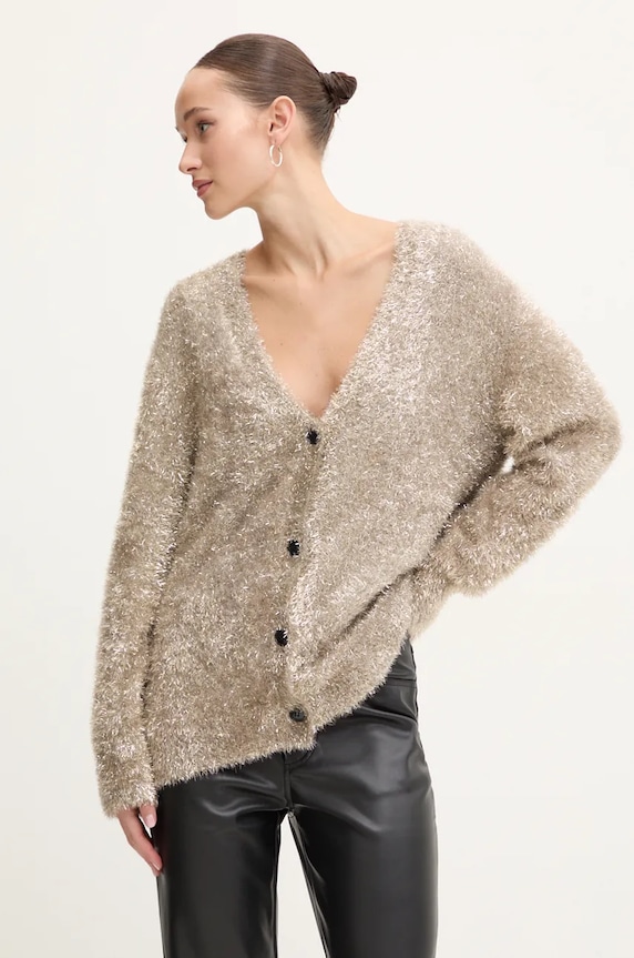 Kardigan Never Fully Dressed Metallic Cardigan středně silná šedá NFDKN457