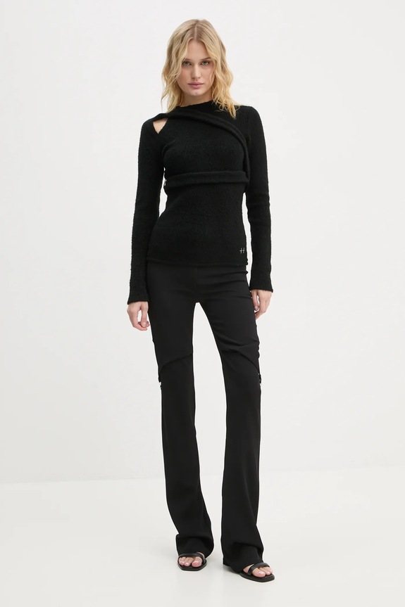 Heliot Emil sweter z domieszką wełny AW24.W.07.065.BLK01 czarny AW24