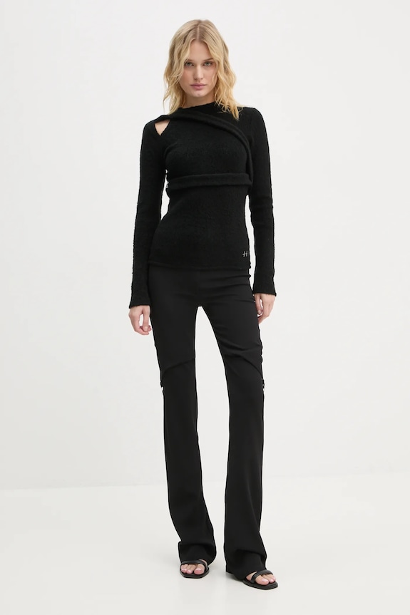 Heliot Emil sweter z domieszką wełny AW24.W.07.065.BLK01 czarny AW24