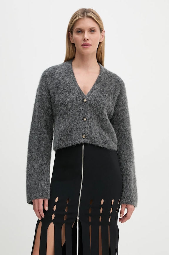 Nanushka cardigan din lana HENNY uni gri NW24FWSW44497
