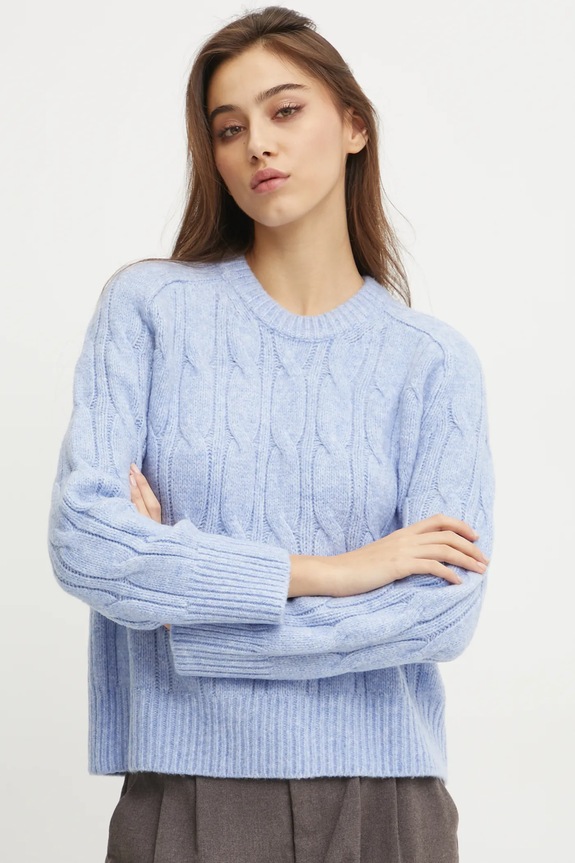 Abercrombie & Fitch sweter z domieszką wełny okrągły niebieski KI150.4356.245