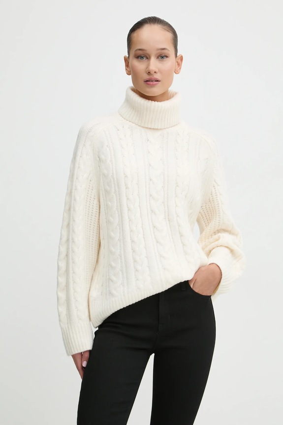 Pulover s dodatkom vune Abercrombie & Fitch s dodatkom vune bež KI150.4460.178