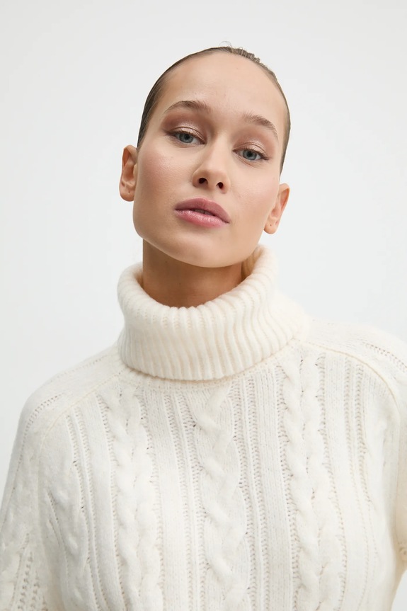 Pulover s dodatkom vune Abercrombie & Fitch bež KI150.4460.178