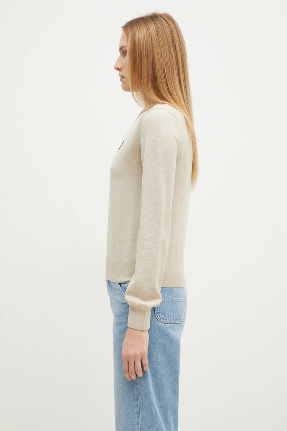Vuneni pulover Maison Kitsuné Bold Fox Head Patch MW00801KT1036 bež SS25