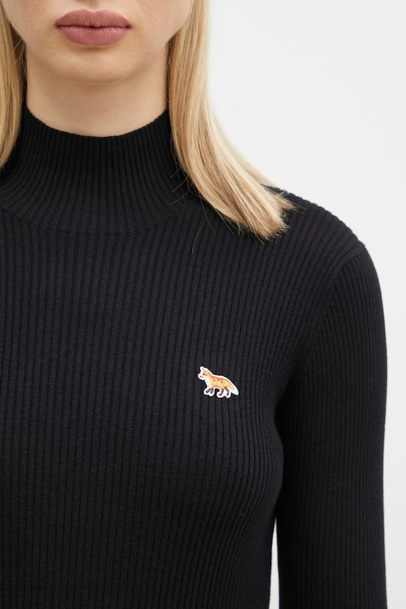 Шерстяной свитер Maison Kitsuné Baby Fox Patch чёрный NW00807KT1091