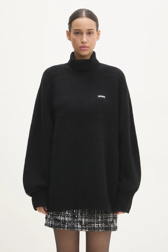 Rotate woolen jumper Turtleneck plain black 113128100