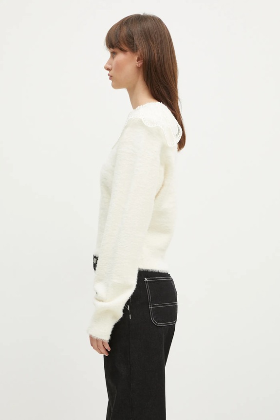 Rotate sweter Lace Collar Knit 113212269 beżowy AW24