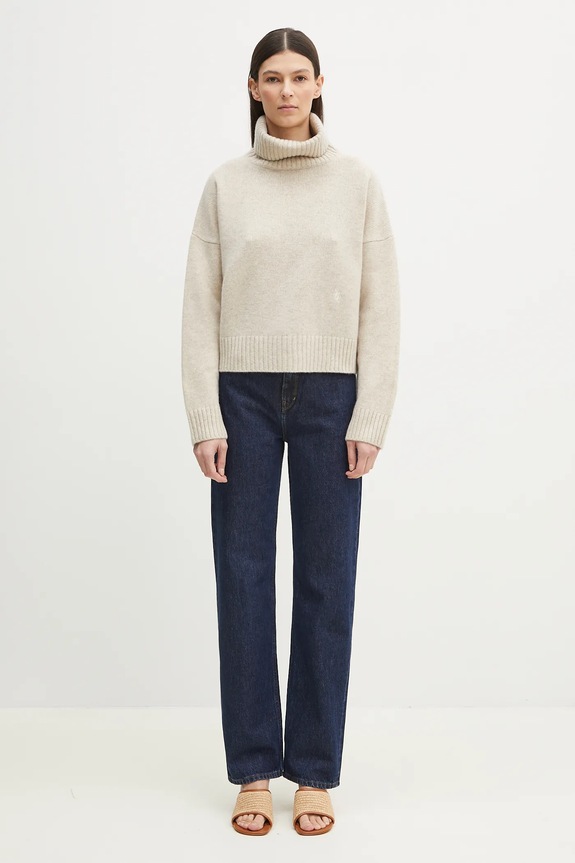 Вълнен пуловер Sporty & Rich SRC Wool WS064514302CR01 бежов