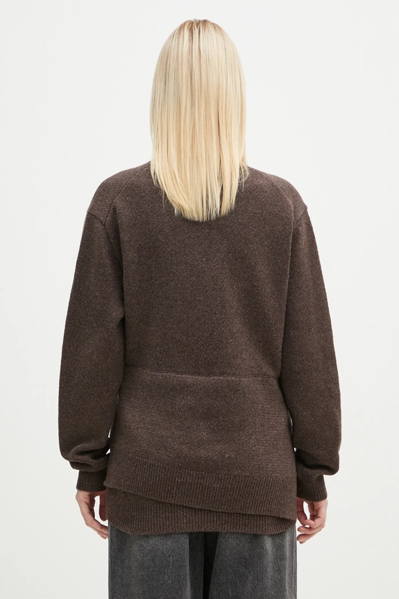 Abbigliamento JW Anderson maglione in misto lana Draped Tie Front Jumper KW1263.YN0384.958 marrone