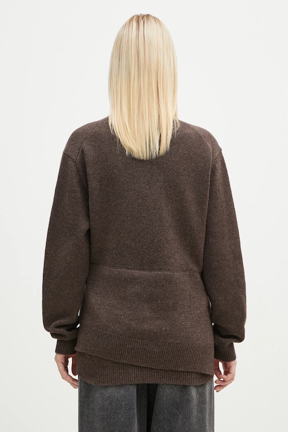 Abbigliamento JW Anderson maglione in misto lana Draped Tie Front Jumper KW1263.YN0384.958 marrone