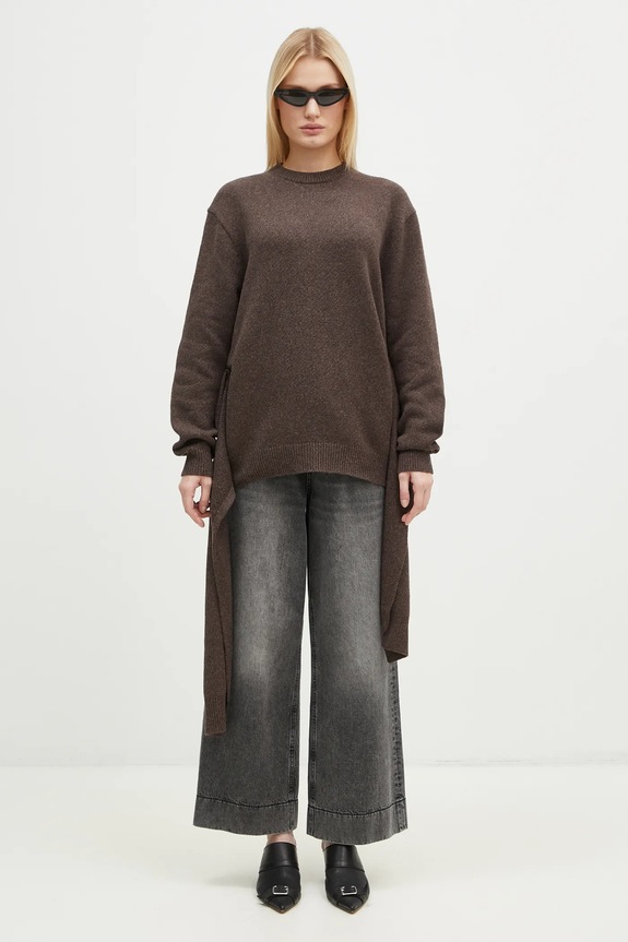 JW Anderson maglione in misto lana Draped Tie Front Jumper KW1263.YN0384.958 marrone