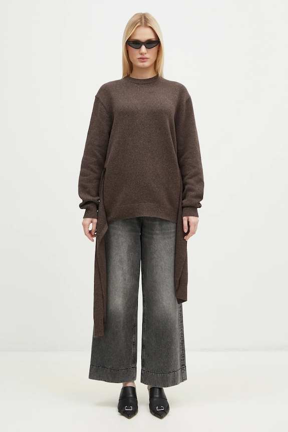 JW Anderson maglione in misto lana Draped Tie Front Jumper KW1263.YN0384.958 marrone
